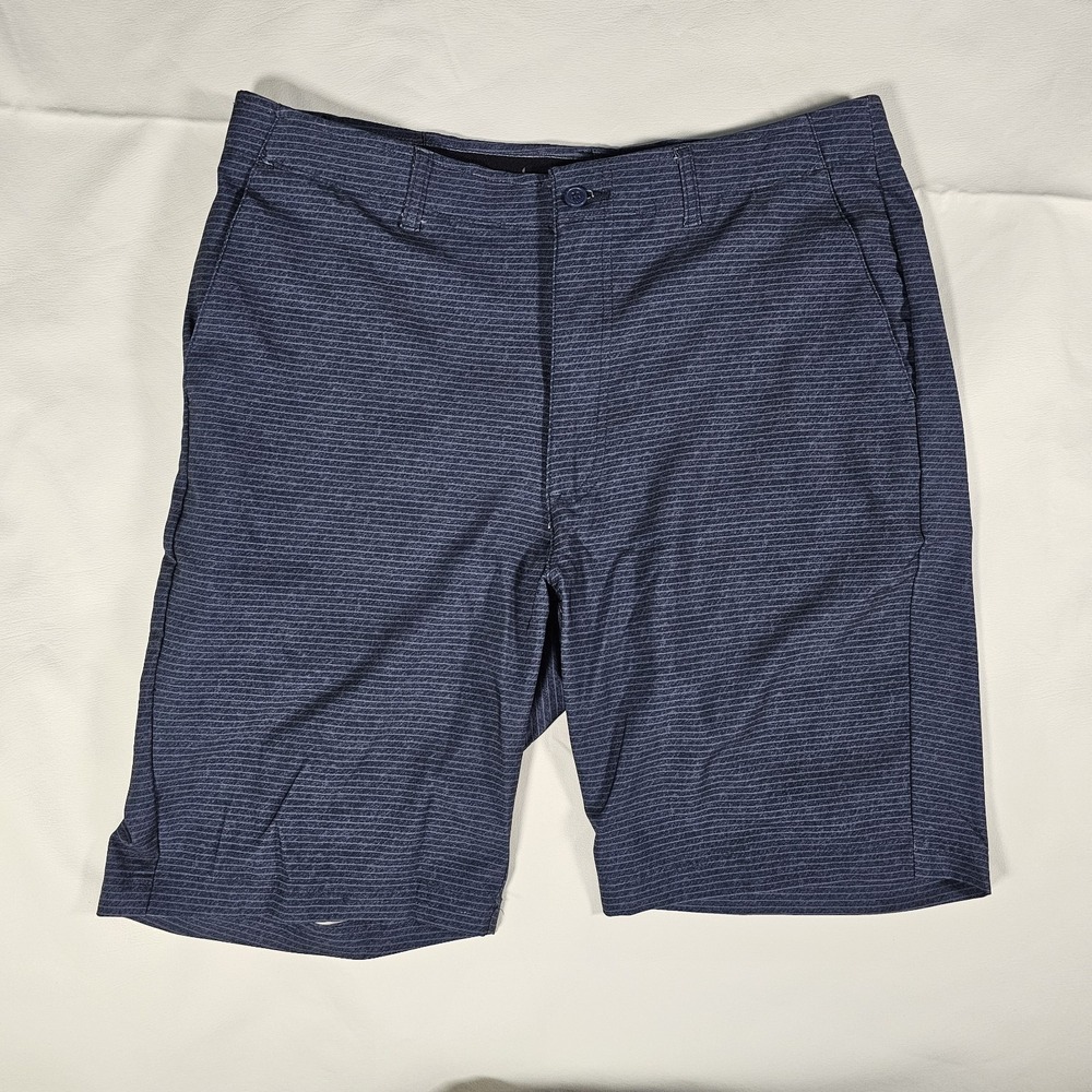 Bollé Mens Golf Shorts‎ Size 36 Navy Blue Striped Stretch Performance Chino